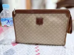 【セリーヌ】クラッチバッグ ベージュ キャンバス レザー