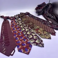 ネクタイ まとめ売り 約15本 赤系 ボルドー 総柄 ストライプ シルク多数