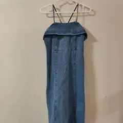 bab▶デニムキャミソールロングワンピース S　ライトブルー