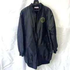 ブラックナイロンジャケット Sherr ロゴ刺繍付き 丈長　HAVING FUN