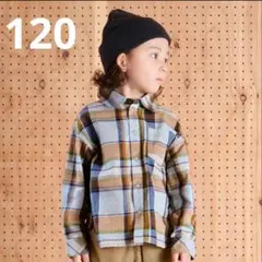 ニュアンスカラーリンクチェックシャツ　BREEZE 長袖 120　ブルー