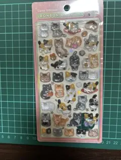 ボンボンドロップシール　和柄ネコ