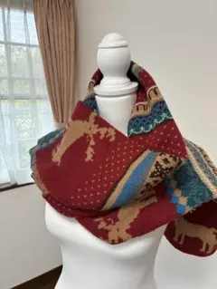 鹿デザイン ニットマフラー 冬用