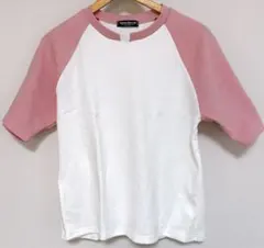 韓国　ラグランTシャツ ピンク　ホワイト 半袖 Y2K ガーリー カジュアルのサムネイル