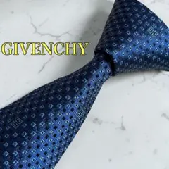 GIVENCHY ジバンシー ブルー 青 ネクタイ ロゴ 総柄 ジャガード織り