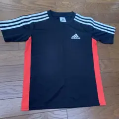 adidas 3本ライン Tシャツ 140 黒/赤
