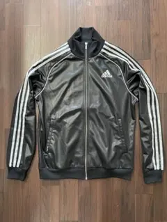 アディダス コーティング トラックジャケット ジャージ 黒銀 L