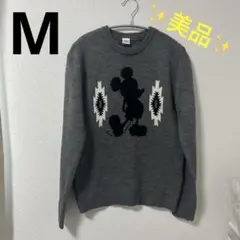 美品　Disney ミッキーマウス ニットセーター M グレー