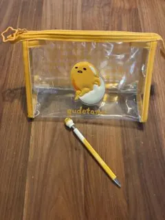 サンリオ ぐでたま クリアポーチ 透明 ポーチ　ボールペン　文房具