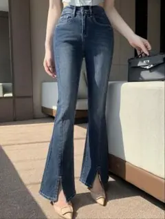 dazy シーイン　スリットフレアデニムパンツ