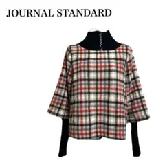 JOURNAL STANDARD チェック柄 七分袖トップス ウール混