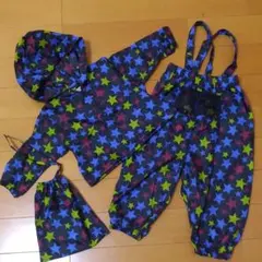 90cm お砂場着 レインコート 雨具 セットアップ 星柄