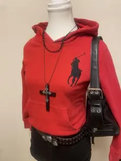 ラルフローレン　サーマル　パーカー　レッド　短丈　y2k