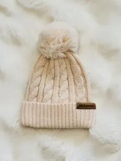 MikiHouse 薄ピンク ケーブル編みニット帽