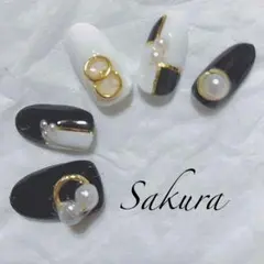 ネイルチップ♥ブラック＆ホワイト、ゴールド＆パール即購入ＯＫ