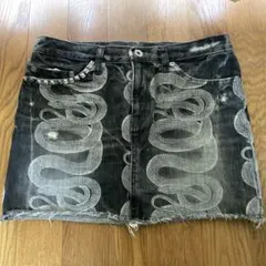 Hysteric Glamour ヒステリックス　蛇柄 ダメージミニスカート 黒のサムネイル