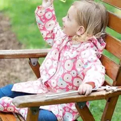 レインコート キッズ　100 子供用 ピンク ドット柄 北欧 花柄 L