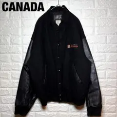 90s ヴィンテージ 　本革スタジャン　オールブラック　Ｌ　カナダ製