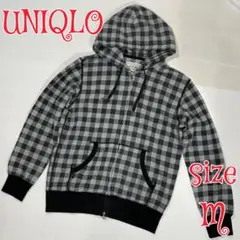 UNIQLO ユニクロ フルジップパーカー ブラックチェック M