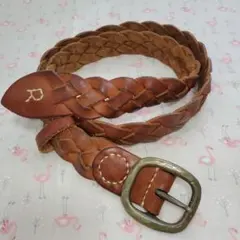 45RPM 大きめバックル 革編みベルト R刺繍有り