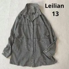 大きいサイズ✨レリアン サイズ13 コットン長袖シャツブラウス 黒×白 