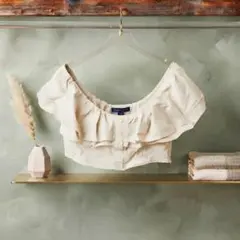 ZARA オフショルダー フリル ショート丈 トップス