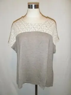 素材レース切替ドルマンスリーブカットソー