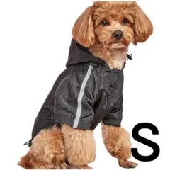 【在庫処分品】犬用 レインコート ブラック サイズS カッパ 防寒 夜間反射