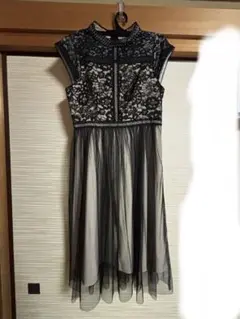 結婚式　レースとチュールのAラインドレス M