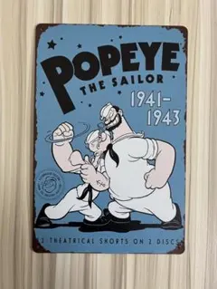 アメリカンキャラクターPOPEYE（ポパイ）の ヴィンテージ風メタルサインです。