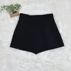 ZARA【S】スコート ラップ風パンツ 美脚見え きれいめ 黒 小さいサイズ