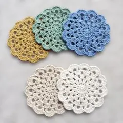 ハンドメイド　コットン糸コースター　5枚セット