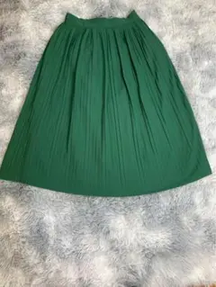 ナノユニバース　プリーツスカート　ミモレ丈　グリーン