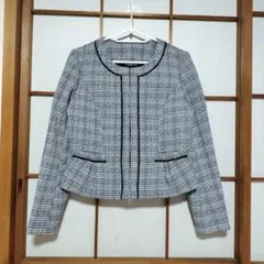 【美品】ネイビー　ノーカラージャケット　フォーマル