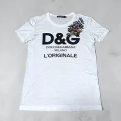 希少　DOLCE&GABBANA フラワー刺繍 ロゴ Tシャツ ホワイト 半袖のサムネイル
