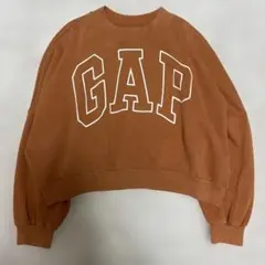 GAP ブラウン トーストスウェットショート丈 デカロゴ裏起毛‼️