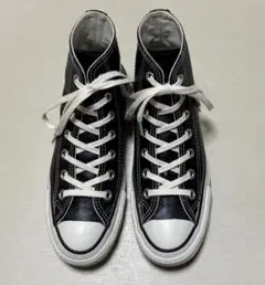 コンバース　オールスター　オリーブグリーンレザー　HI　ブラック　22.5cm