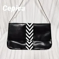 ビーズ装飾【Cepica　2wayショルダーバッグ】クラッチバッグ　ブラックのサムネイル