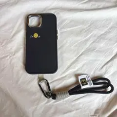 iPhone15 ケース ショルダー ストラップ付き カラビナフック ブラック