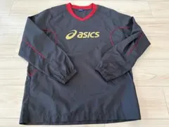 asics ⭐︎Vネックピステ/ウィンドブレーカー⭐︎黒×赤 ゴールドロゴ M