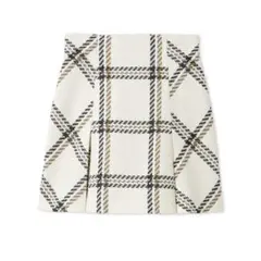 Sustainableロービングチェックミニスカート アイボリー