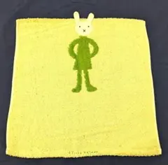 八*）様 マタノアツコ　緑　うさぎ耳付きキャラクターのウォッシュタオル