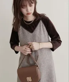 ナチュラルクチュール　ベロアカットソー　ブラウン