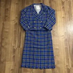 quaranciel 青 チェック柄 セットアップ