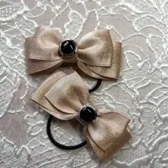 ゴールドリボンヘアゴム2個セット