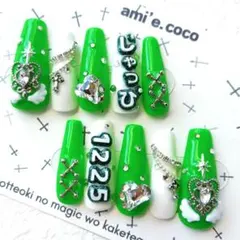 sample】オーダーネイルチップ 推し活 付け爪 つけ爪 青 薔薇 ブルー