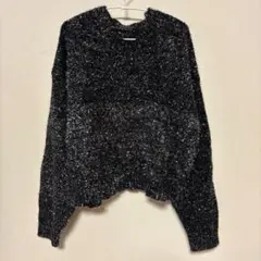 ファンシーヤーン クルーネック長袖セーター　Lサイズ ニット