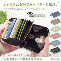 ミニ財布 レザー 二つ折り お札を折らない カードケース じゃばら ブラック色