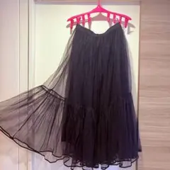 シフォン フレアスカート ブラック