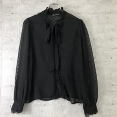 ZARA レトロ ガーリー クラシカル 古着 ドット柄 リボンタイブラウス